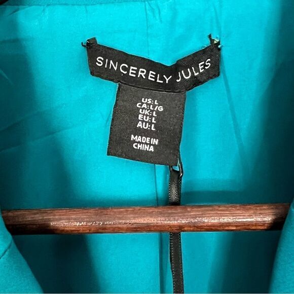 Sincerely Jules Double Breasted Turquoise Blazer - Picture 5 of 5
